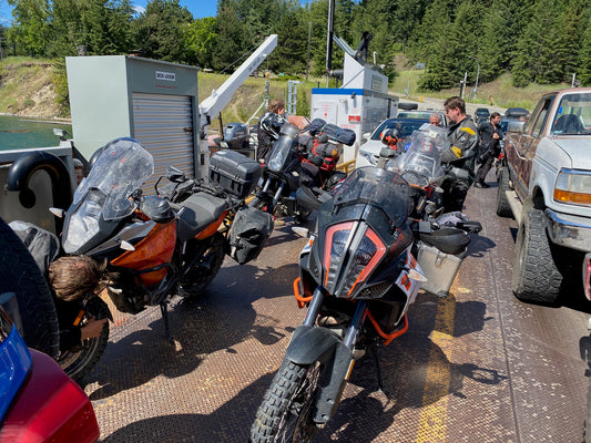 Lineup of KTM on a ferry